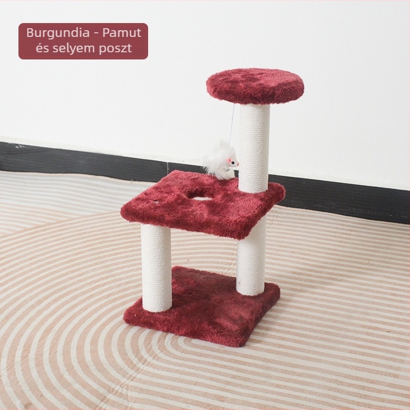 Fából készült macskafa sizál karcolóoszloppal és egyszerű ugróplatformmal — Shengze