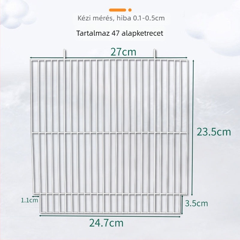 Hamster ketrecrács – rozsdamentes acélból, hordozható, téglalap alakú, Pet Royal House márka, hamsterek számára