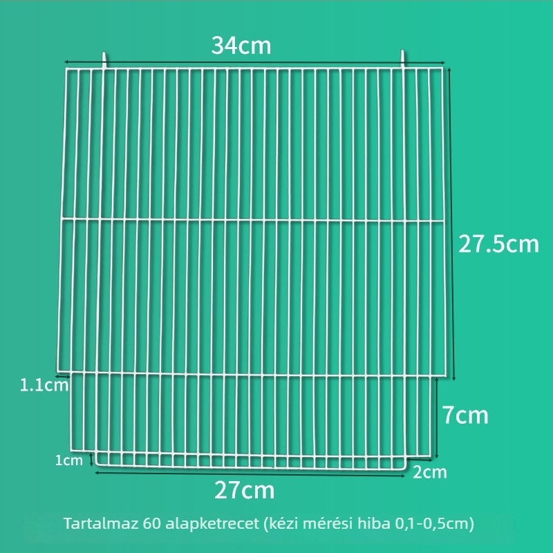 Hamster ketrecrács – rozsdamentes acélból, hordozható, téglalap alakú, Pet Royal House márka, hamsterek számára