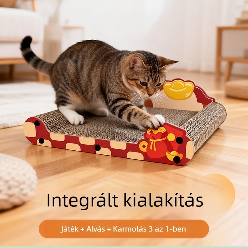 Macska karmolás deszka gofrált papírból – tartós, nem szakad szét, karcolásálló; rajzfilm stílus; Modell MZB1601; Csomagolás: 1; minden évszak használatra