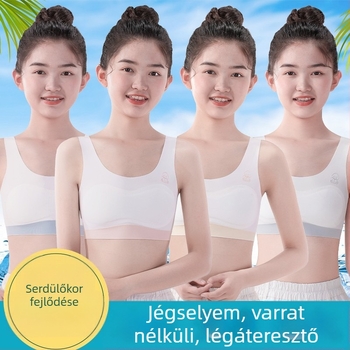 Varrás nélküli nyári melltartó lányoknak a fejlődési szakaszban, általános és középiskolás diákok számára, könnyű és lélegző, pamut béléssel