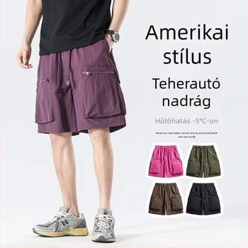 G55 Unisex nyári nylon rövidnadrág, 100% nylon, gyorsan száradó, lélegző, laza szabás, Capri hossz