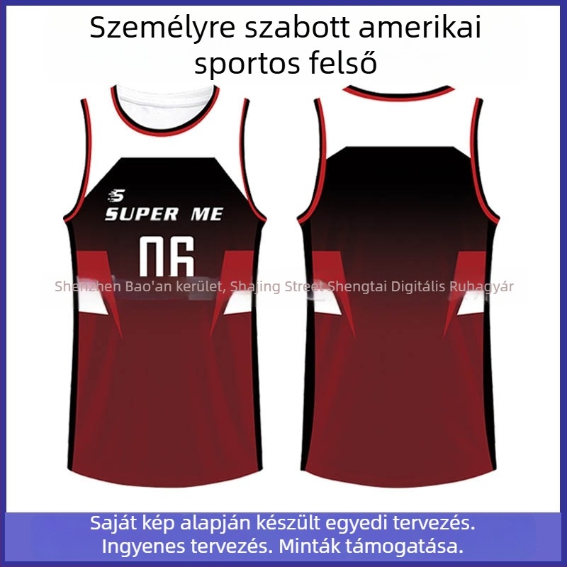 Sportos mellény ujjatlan, digitális nyomtatás, 100% poliészter