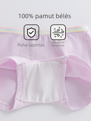 Lányoknak készült pamut alsónemű, A-osztály, közepes–nagy méret, átlátszatlan kialakítás
