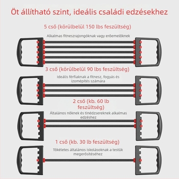 Öttubos ellenállási tréner a karok, vállak és mellkas edzéséhez – ABS anyag, feszítő kötél, felnőtteknek