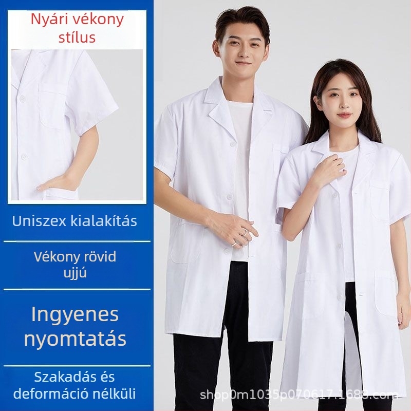 Férfi orvosi köpeny, lélegző 70% pamut anyagú, 30% poliészter-pamutszövetes bélés, négy évszakos munkaruha, nyomtatás