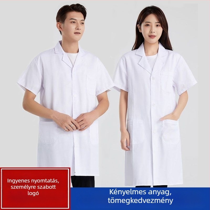 Férfi orvosi köpeny, lélegző 70% pamut anyagú, 30% poliészter-pamutszövetes bélés, négy évszakos munkaruha, nyomtatás