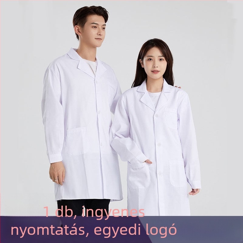 Férfi orvosi köpeny, lélegző 70% pamut anyagú, 30% poliészter-pamutszövetes bélés, négy évszakos munkaruha, nyomtatás