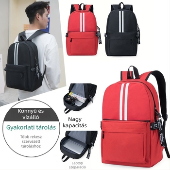 Nylon hátizsák diákoknak, bővíthető kapacitás 20–35L, elfér egy 15 hüvelykes laptop, betűs mintázat
