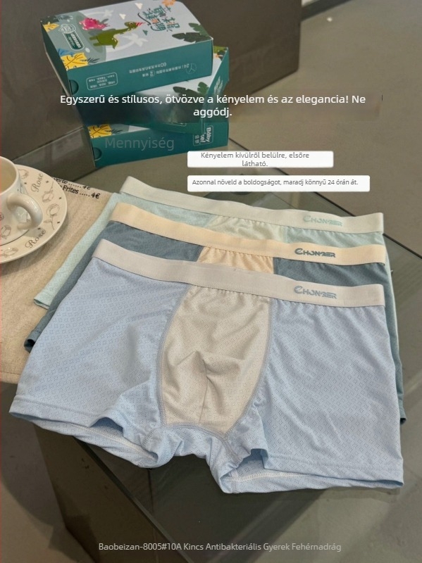 Fiúknak tervezett varrat nélküli, lélegző antibakteriális alsónadrág, nylon 80–90% tartalommal, A osztályú, ajándék dobozban, 3–8 éveseknek