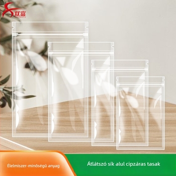 Átlátszó önzáró zacskó sík aljzattal, mogyoróhoz, teához és nassolnivalókhoz | CPP+PET kompozit, nyomtatott csomagolás, zárási hossz 5–20 cm