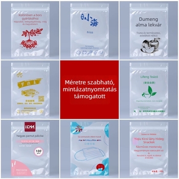 Átlátszó önzáró zacskó sík aljzattal, mogyoróhoz, teához és nassolnivalókhoz | CPP+PET kompozit, nyomtatott csomagolás, zárási hossz 5–20 cm