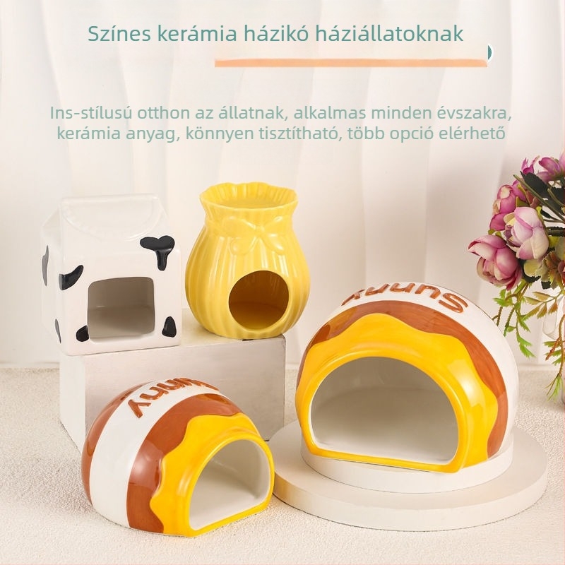 Kerámia hörcsög odú, kerek alak, vízálló, beltéri használatra