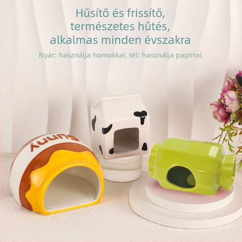 Kerámia hörcsög odú, kerek alak, vízálló, beltéri használatra