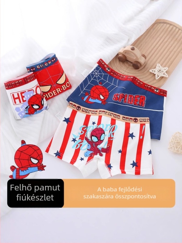 Fiúknak készült lélegző pamut boxer alsó – Class A, 95% pamut, 4 darabos csomag, 3–8 éveseknek