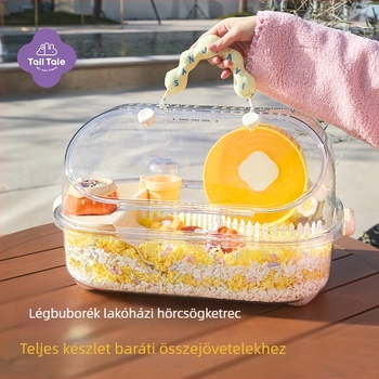 Műanyag hörcsög ketrec buborékos házzal, ovális alak, hordozható, szellőző és könnyen tisztítható
