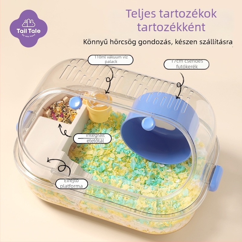 Műanyag hörcsög ketrec buborékos házzal, ovális alak, hordozható, szellőző és könnyen tisztítható