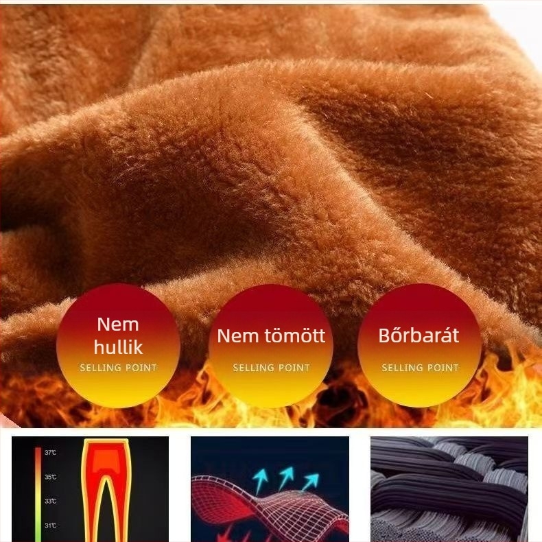 Férfi PU bőrpantaló, béléses fleece, vastag, szél- és vízálló, egyenes szabású, középmagas derék, téli 2024