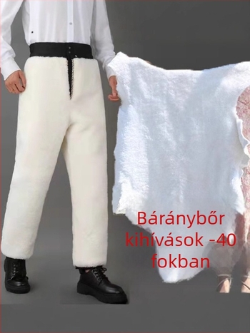Férfi téli juhbőr nadrág magas derekú, bő szabású