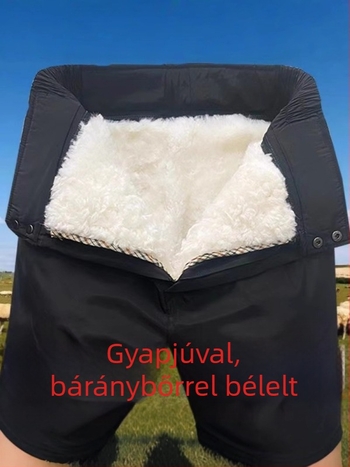 Férfi téli juhbőr nadrág magas derekú, bő szabású