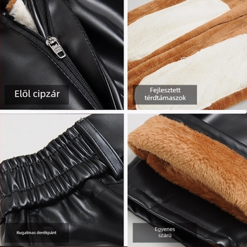 PU bőrnadrág PVC béléses, vastagított, magas derék, egyenes szabású, Téli 2025