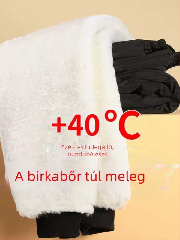 Uniszex bőrnadrág báránybőr bélésével, téli meleg, magas derék, laza szabás