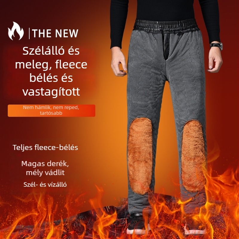 PU bőrpantaló, egyenes szárú, extra vastag, poliészter bélés, téli viselésre