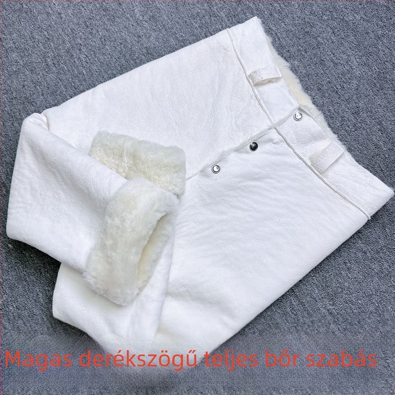 Műbőr nadrág, testhezálló, 2025 tavasz, eredeti dizájn, címkével