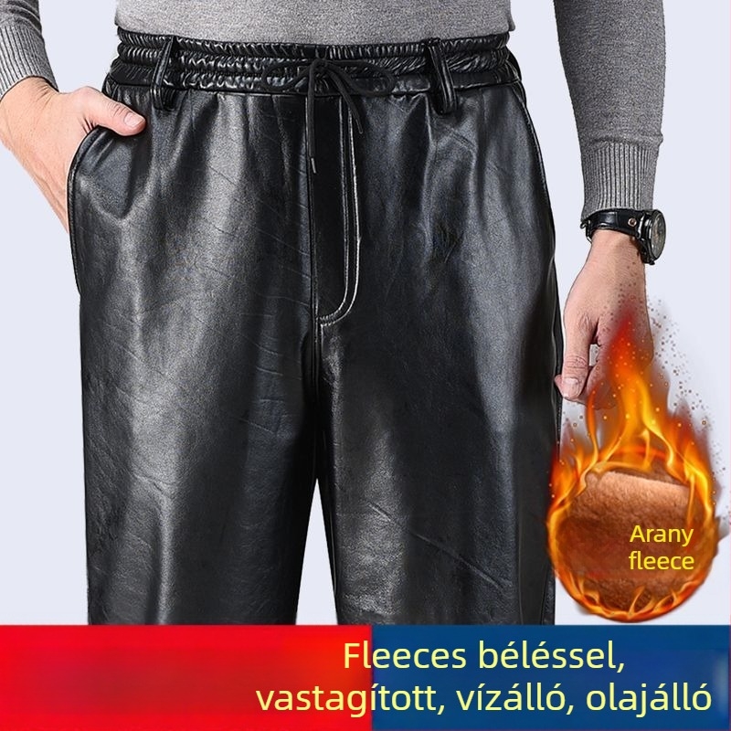 Haiyu PU Bőr Lovas Nadrág, Szűk Fazon, Téli Bélés, Poliészter Bélés