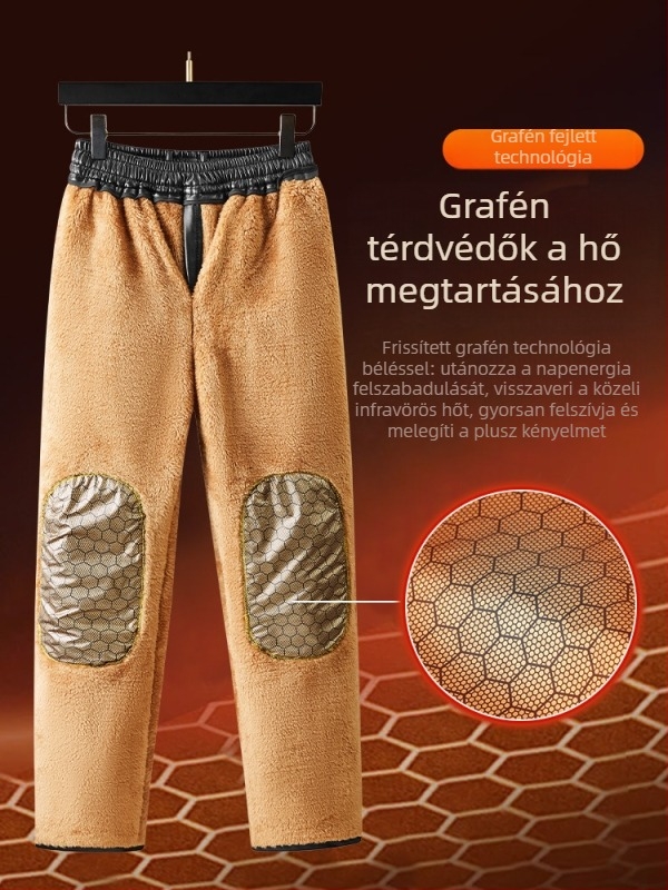 Férfi műbőr nadrág, téli, fleece-béléses, vastag anyag, szabad vonalú, magas derékú, alkalmas motorozásra és munkára