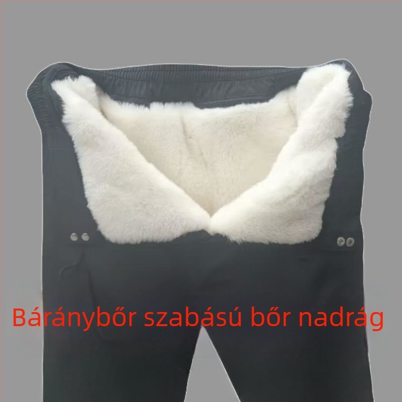 Téli műbőr nadrág levehető belső béléssel, közepes vastagságú, középkorú és idősebb férfiak és nők számára