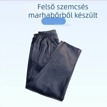 Férfi motoros nadrág szarvasmarha bőrből, slim-fit, szélálló, teljes bőr