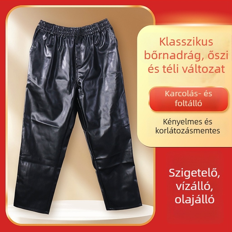 Férfi pamut laza szabású nadrág, vastag belső bélés, 71-80% pamut, középmagas derék, őszi-téli 2025