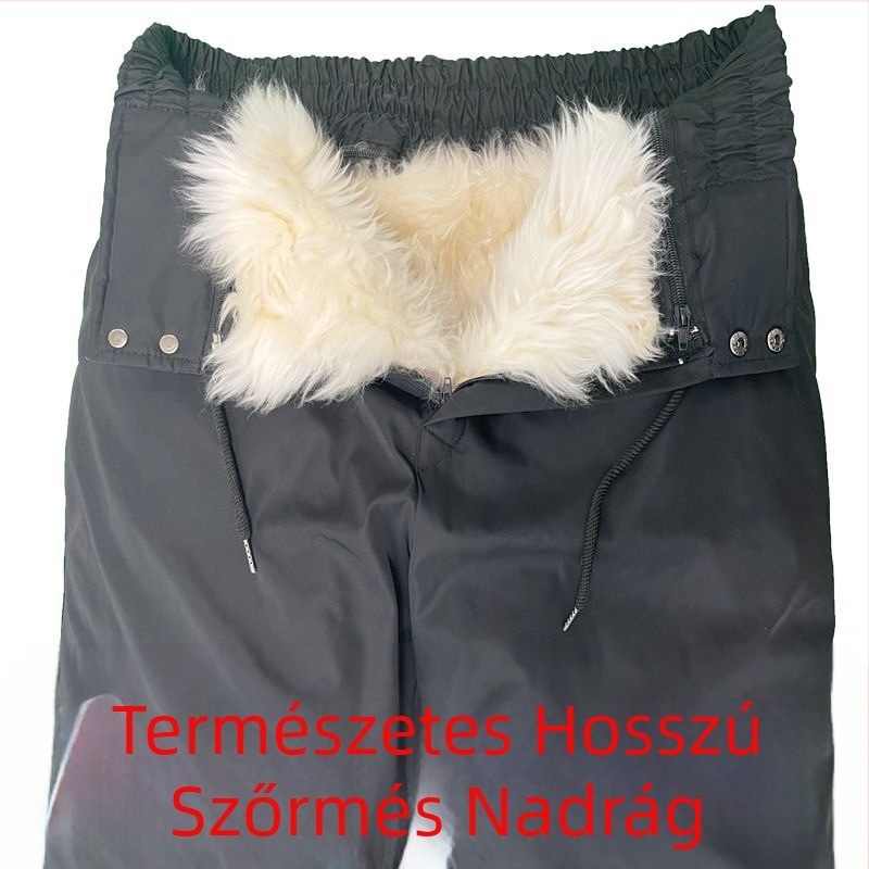 Valódi báránybőr nadrág, magas derekú, bevarrt szőrme béléssel, rendkívül vastag, hosszú