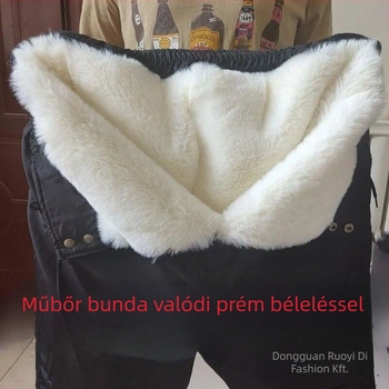 Téli műbőr nadrág levehető béléssel, színblokkolt mintával, közepes vastagságú, középkorúak és idősöknek