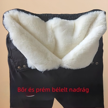 Téli műbőr nadrág levehető béléssel, színblokkolt mintával, közepes vastagságú, középkorúak és idősöknek