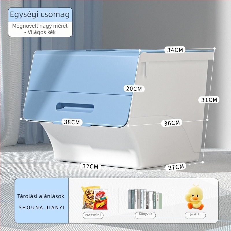 Ou hao Háztartási nagy elülső nyitású műanyag tároló doboz fedéllel, PP anyagú, többfunkciós, porvédett, rajzfilm-stílusú