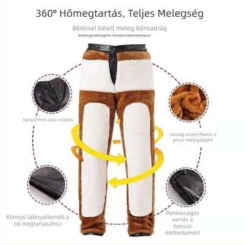Férfi műbőr lovagló nadrág téli modell, fokozott melegítéssel, magas derék, laza szabás