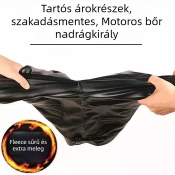 Férfi műbőr lovagló nadrág téli modell, fokozott melegítéssel, magas derék, laza szabás
