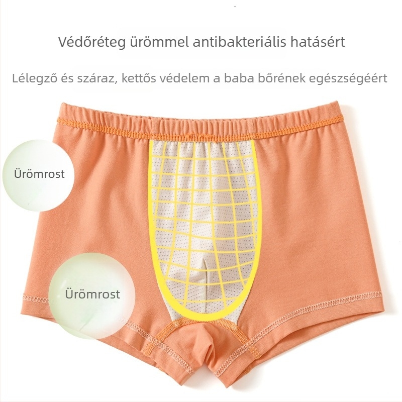Fiúknak készült pamut boxer alsó, rajzfilm-autó mintával, légáteresztő és kényelmes