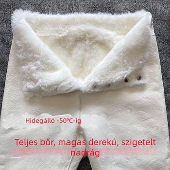 Kecskebőr nadrág szőrme béléssel, magas derekú, téli nadrág középkorúak és idősek számára
