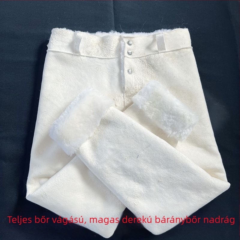 Kecskebőr nadrág szőrme béléssel, magas derekú, téli nadrág középkorúak és idősek számára