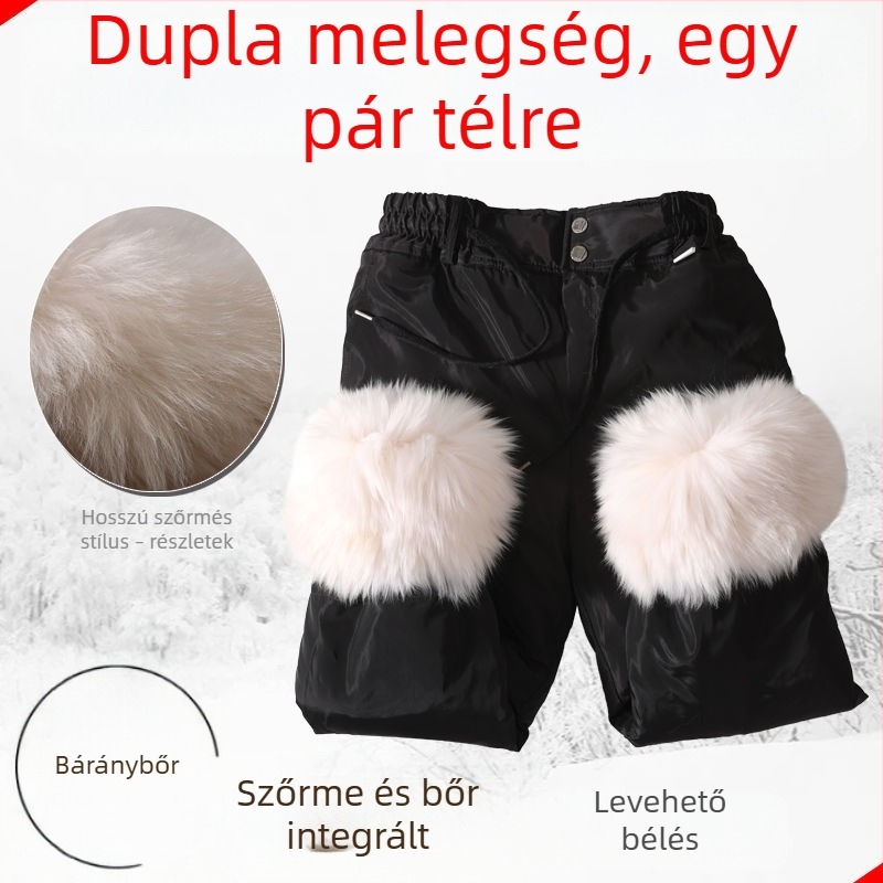 Műbőr nadrágok integrált szőrmés béléssel, uniszex, magas derékkal, kopásálló, levehető bélés