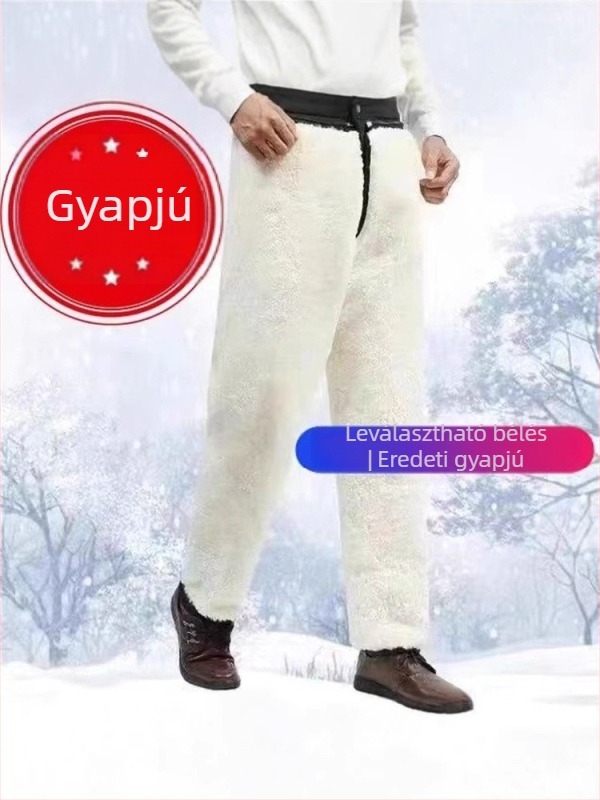 Kecskebőr szőrme nadrág, magas derék, laza szabás, vastag bélés, 100% bélés