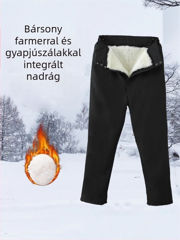 Kecskebőr szőrme nadrág, magas derék, laza szabás, vastag bélés, 100% bélés