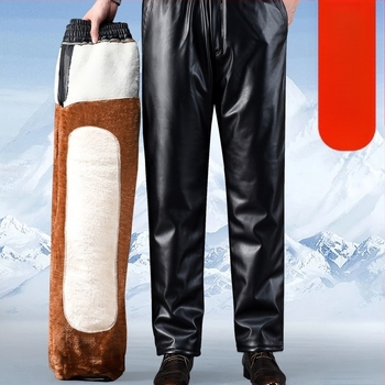 PU bőr nadrág fleece béléssel – vastag, széltől védett, vízálló