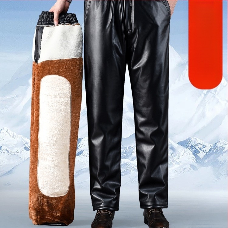 PU bőr nadrág fleece béléssel – vastag, széltől védett, vízálló