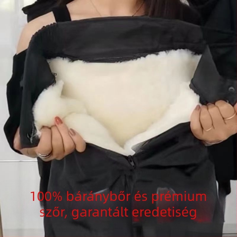 Férfi bőrnadrág juhbéléses, magas derék, szűk szabás, téli viselet