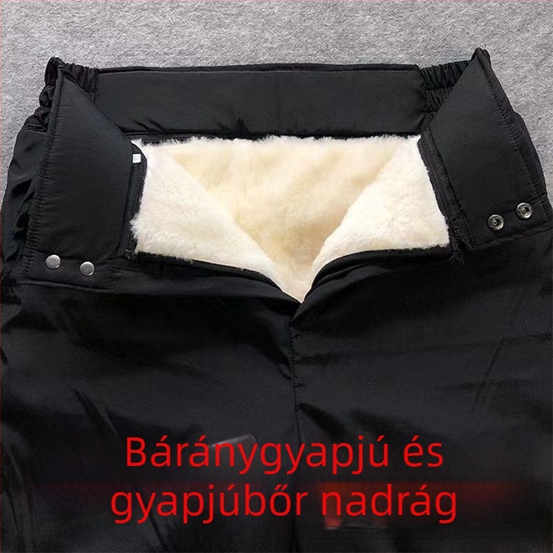 Férfi bőrnadrág juhbéléses, magas derék, szűk szabás, téli viselet