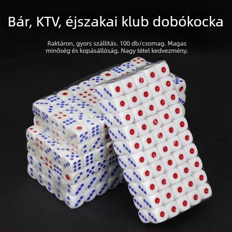Dobókocka shaker és pohár – ABS anyagú, hatszögletű, lekerekített sarkú; sakk és kártyajátékokhoz; Wen niu